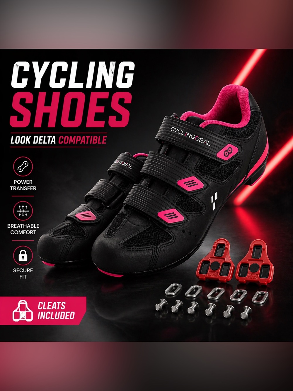 🔥 “NEW Cycling Shoes SPD Cleat Compatible Black Pink Road Bike Shoes”🔥
